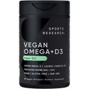 Sport Research Vegan Omega-3 med vitamin D3 Softgels - 1020mg Omega-3 & 5000iu D3 Supplement - Fish Oil Alternative med D-vitamin Plant- baseret støtte fra Algae Oil - 60 Veggie Softgels til voksne