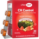Maxi Health Kolesterol Gummies for voksne - 1200mg Plant Steroler og Stanoler Kosher og Gluten Free Sund Kolesterol Supplements - Orange Flavor Gummies (30 Greve)