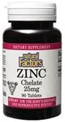 Natural Factors - Zinc Chelate 25mg, Support for Healthy Skin & Immune Function, 90 Tablets