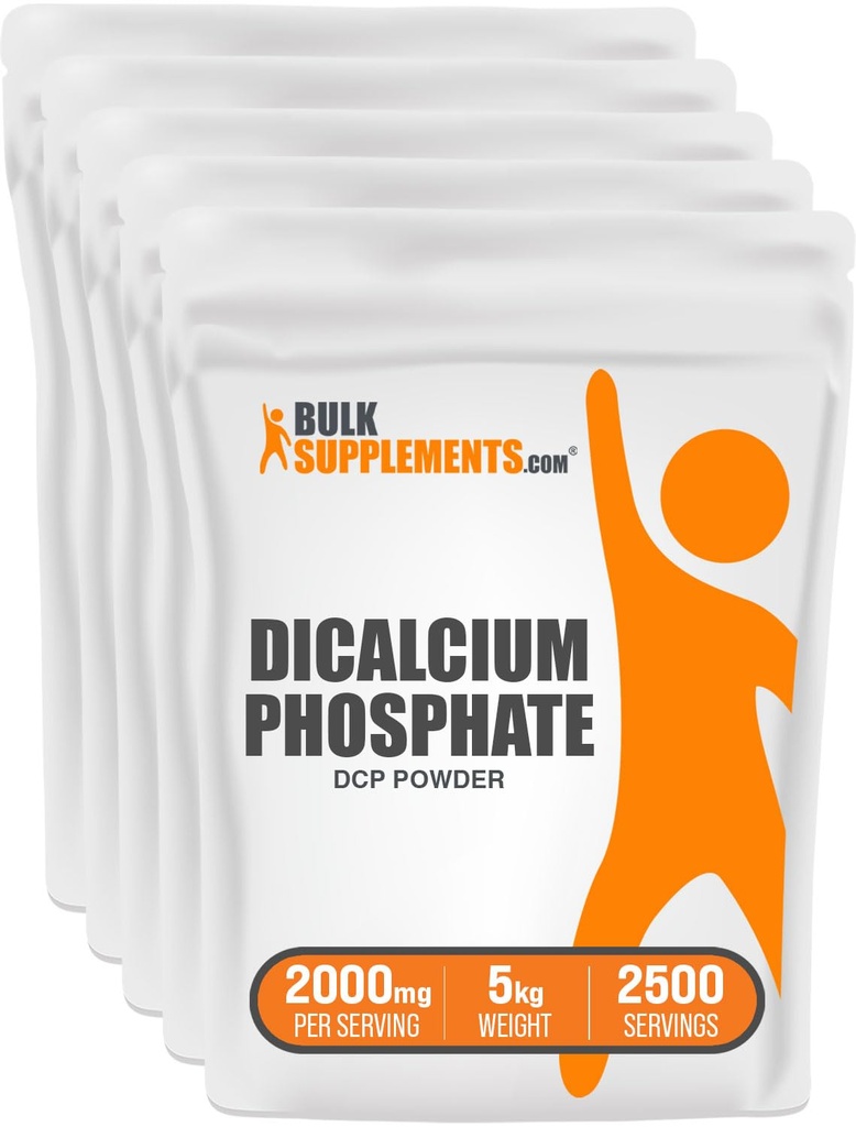BulkSupplements.com Dicalcium Phosphat Powder - Calcium Supplement, Dicalcium Phosphat som Leavening Agent - Unflavored & Gluten Free, 2000mg per Serving, 5kg (11 lbs) (Pack of 5)