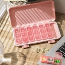Pill Organizer 3X om dagen, Pink Pill Organizer 3 gange om dagen, Light-Proof Pill Box 7 Dag Pill Cases, Ingen tekst Pill Box Organizer, Flat Medicine Organizer Box at holde vitaminer og medicin (Pink)