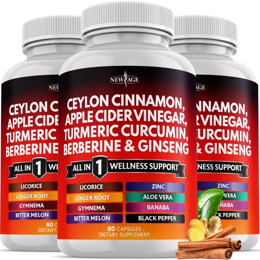 Ceylon Cinnamon, Gurkemeje, Æblecider, Ginseng, Aloe Vera, Berberine Plus Banaba, Ginger Root - 180 Greve