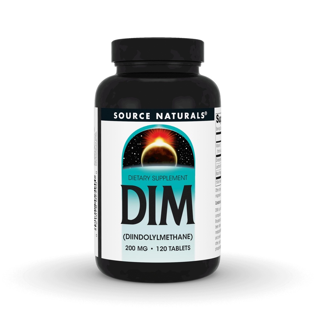 Source Naturals DIM, Diindolylmethan 200mg med BioPerine, E-vitamin & mere - 120 tabletter
