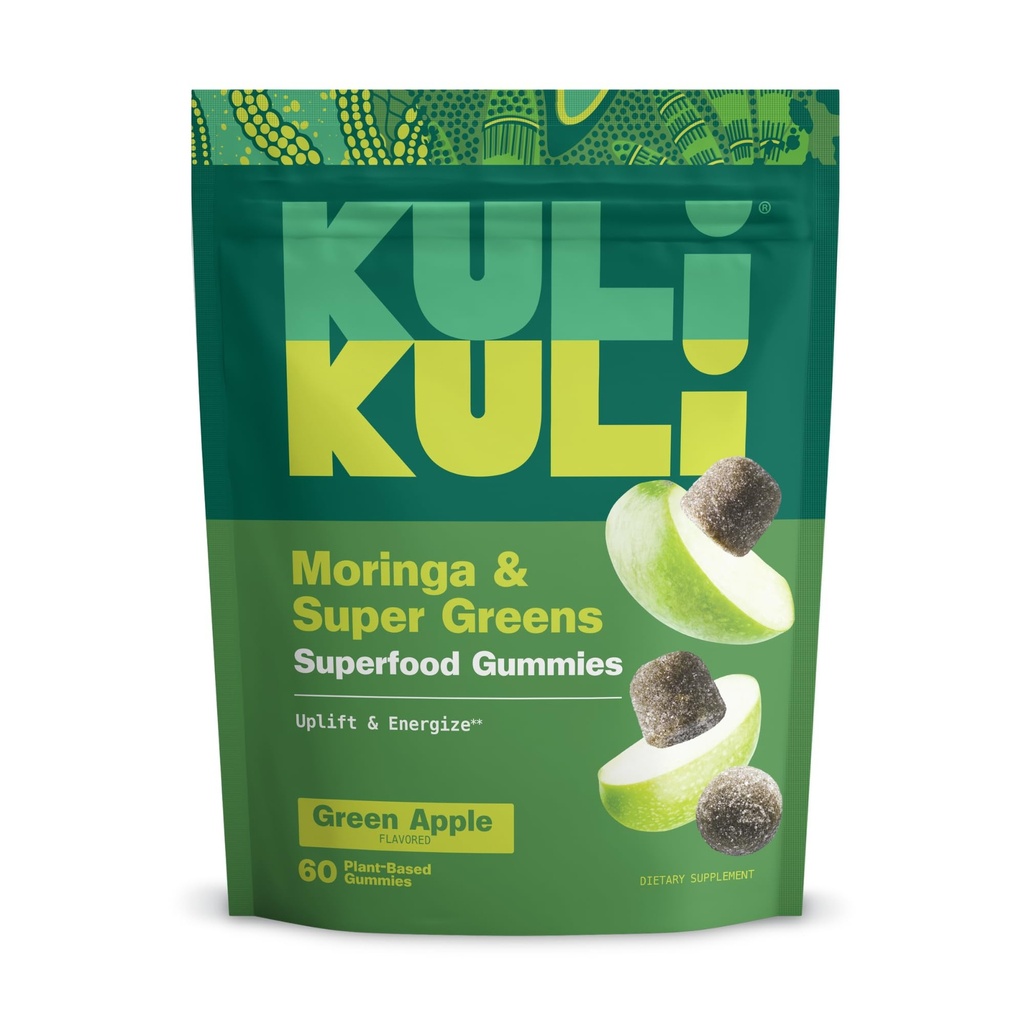 Kui Kui Super Energy Gummies - Energi Kosttilskud med Moringa, Caffe- Free Natural Energy Booster - 60 Non- GMO, Gluten- Free Moringa Gummies