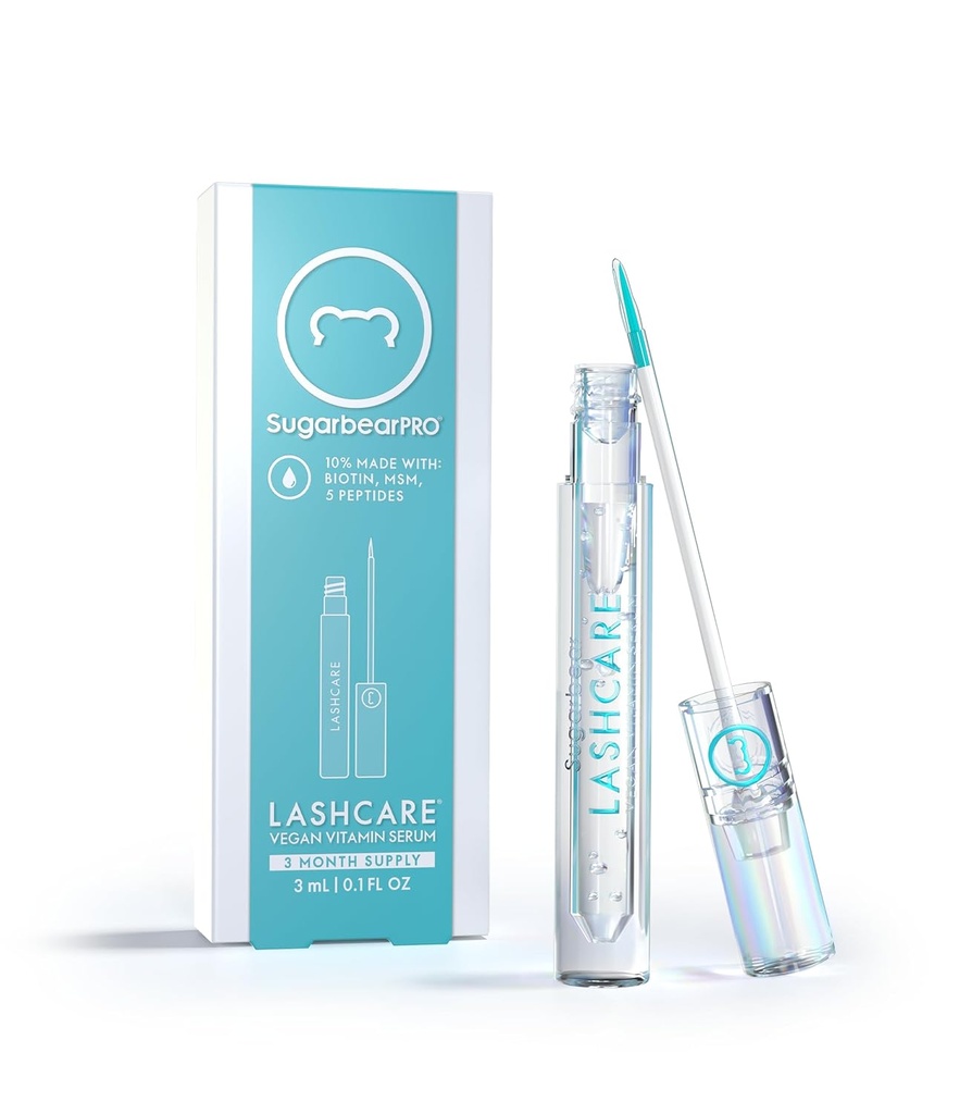 SugarbearPRO LashCare Vitamin Serum med Peptider MSM og Biottin Budd124; Vegan Formel 124; 3 Month Supply for Fuller Healthier Looking Lass