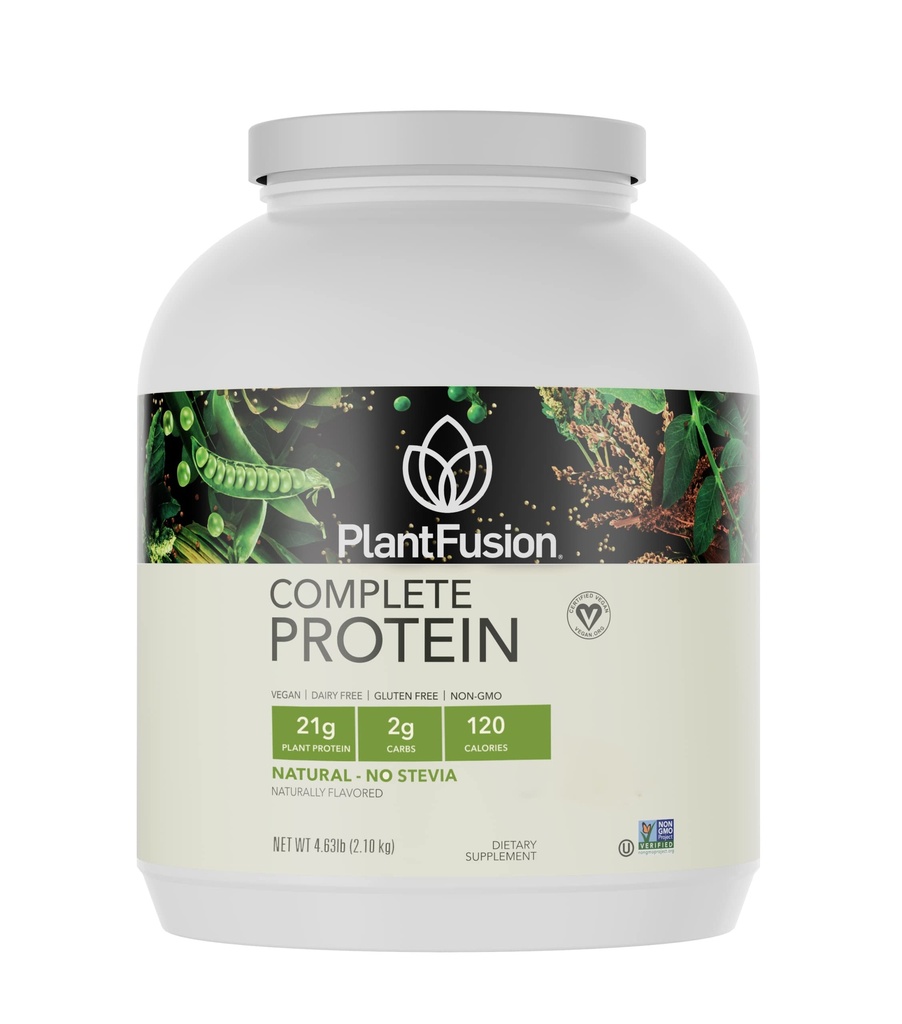 PlantFusion Complete Vegan Protein Powder - Plant Based Protein Powder med BCAA, fordøjelsesenzymer og Pea Protein - Keto, Gluten Free, non-Dairy, No Sugar, Non- GMO - Natural- No Stevia 5 LB Bulk