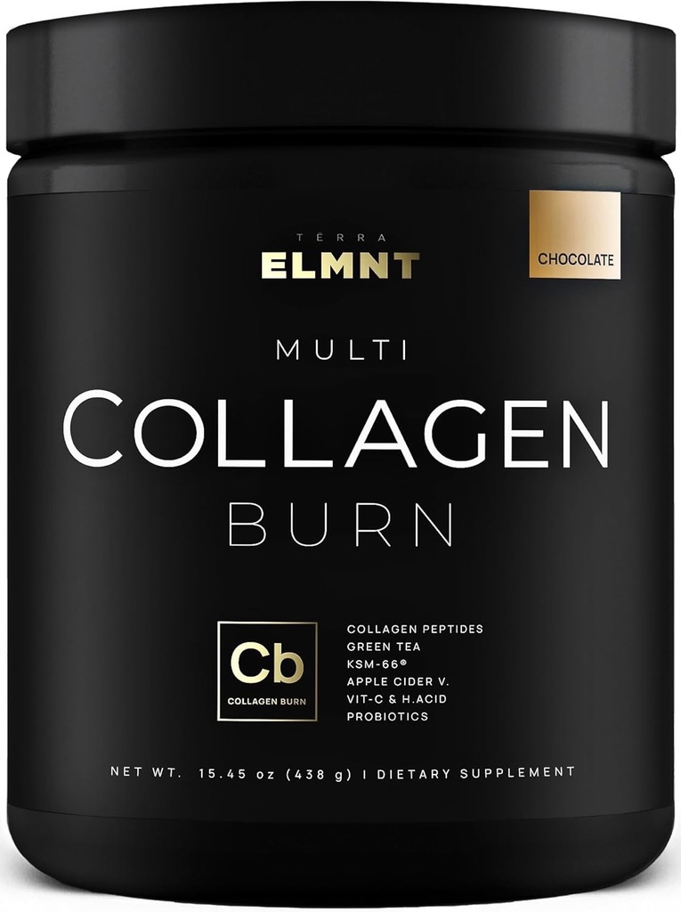 ELMNT Premium Chocolate Collagen for Women Weight Loss & Beauty w. Probiotika, ACV, KSM66, Hyaluronsyre, Biotin & Patenteret Multi Collagen Peptider Protein Powder - Colageno Hidrolizado for Women
