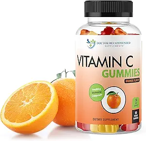 C-vitamin Gummier til voksne og børn - 80mg Vit C Per servering som ascorbinsyre - Pektin baseret Gummy immunforsvar med ingen høj Fructose Corn Syrup, Gluten eller kunstige sødestoffer - 60 Gummies