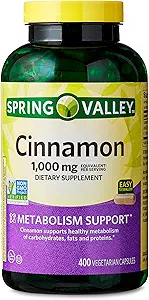 Spring Valley Cinnamon Dietary Supplement, 1000 mg, 400 Count - Cinnamon Supplements, Cinnamon Capsules, Cinnamon