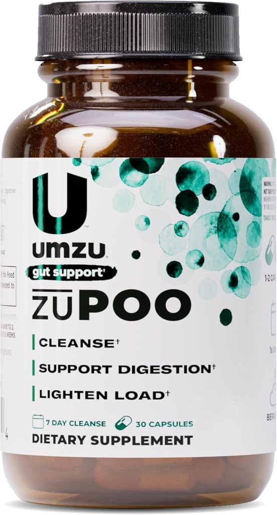 UMZU zuPOO Gut Cleanse Detox, 30 Capsules - 15-Day Natural Colon Cleanse med Cascara Sagrada & Magnesium Citrate - Vegan, Non- GMO, Gluten- Free Detox Cleanse Supplement for sund tarmstøtte