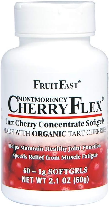 FruitFast CherryFlex 100% Red Tart Organic Cherry Concentrate Supplement - Chewable Softgel - 60 Greve - Non-GMO og Gluten Free - fremmer sund fælles funktion *