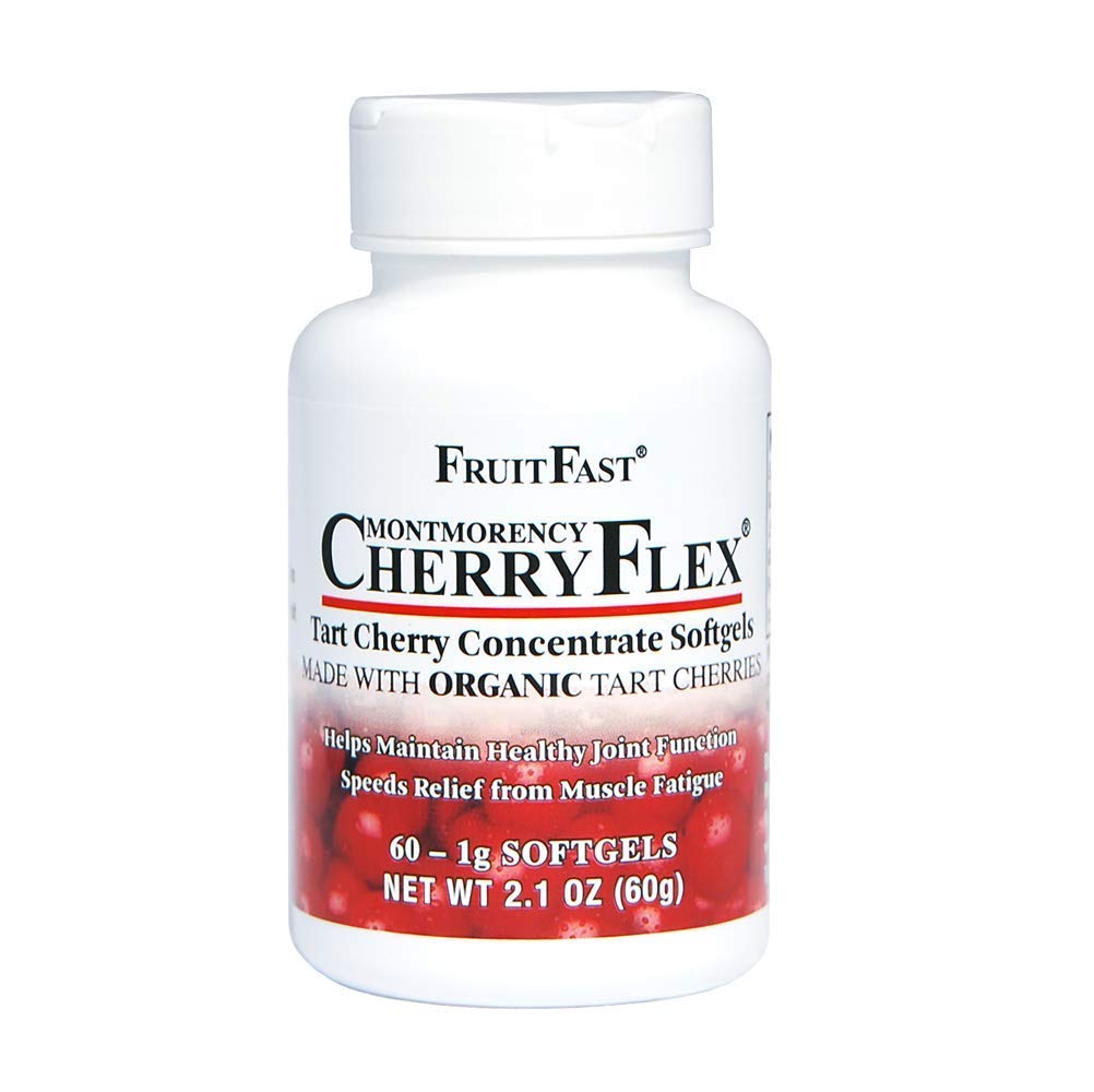 FruitFast CherryFlex 100% Red Tart Organic Cherry Concentrate Supplement - Chewable Softgel - 60 Greve - Non-GMO og Gluten Free - fremmer sund fælles funktion *
