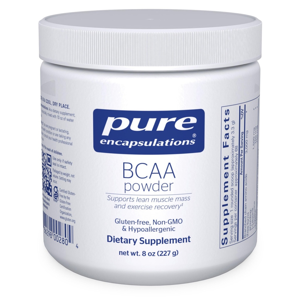 Pure indkapslinger BCAA pulver • 124; Hypoallergen supplement til støtte muskel funktion under øvelse • 124; 8 Ounces