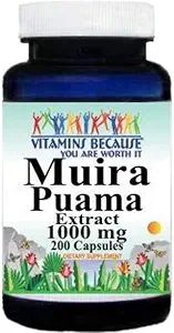 Vitaminer Fordi Muira Puama Extract 1000mg supplement til mænd og kvinder støtte (200 ct)