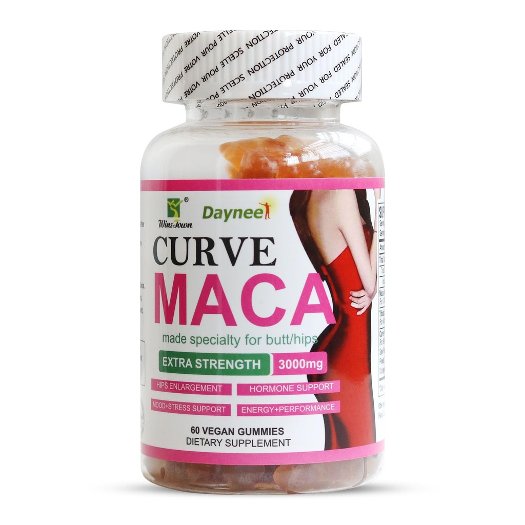 Curve Maca Gummies, 3000mg Vitality Supplement for kvinder, Support Butt / HIPS & Gluteal Muscle Udvidelsen, 60 Greve