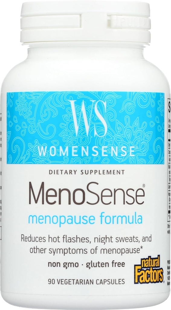 WomenSense MenoSense af naturlige faktorer, Naturligt supplement til at hjælpe med at forbedre overgangsalderen Symptomer, Vegan, Non- GMO, 90 kapsler
