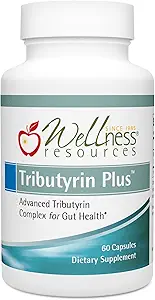 Wellness Resources Tributyrin Plus Postbiotic Supplement for Gut Health with High Absorption ButyraGen Tributyrin Complex (800 mg per to kapsler, 60 Veggie kapsler)
