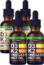 NUSAVA Unflavored D3 K2 Liquid Drops og Vanilla Flavored D3 K2 Liquid Drops Bundle - Potent Liquid Vitaminer til hjerte, fælles, ben, muskel, & immunforsvar - Non-GMO, Gluten- Free, 2pk Hver