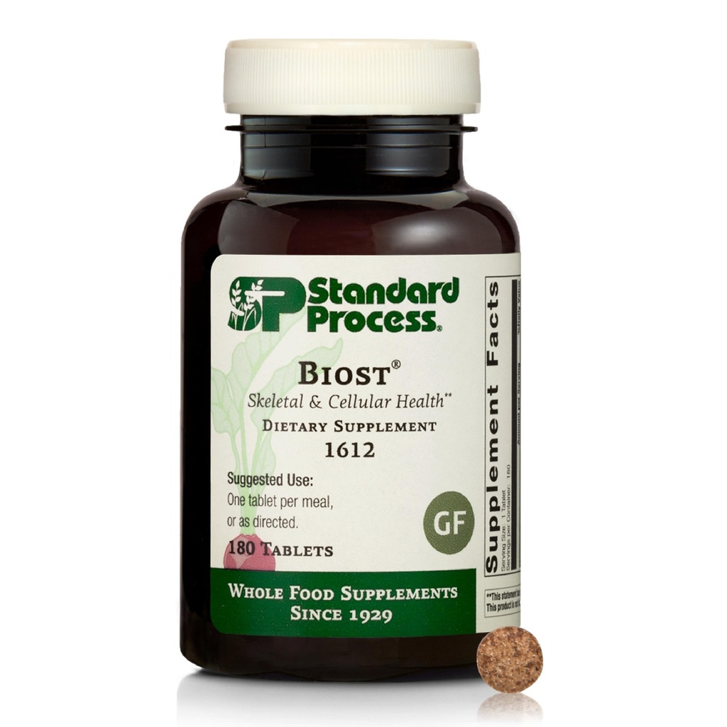 Standard Process Inc. Biost - Tænder og ben Health Supplement med hel mad Magnesium citrat, Calcium lactat, Mangan - 180 tabletter