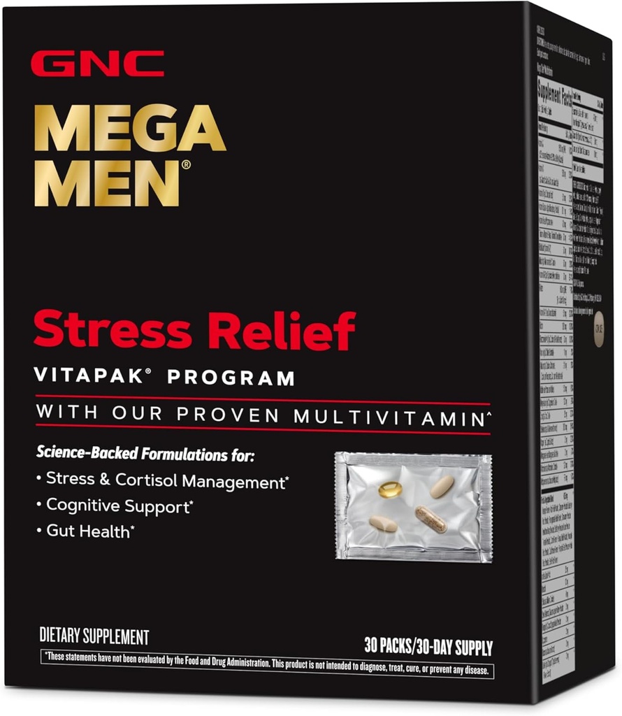 GNC Mega Men Stress Relief Vitapak, Stress & Cortisol Management, 30 Greve