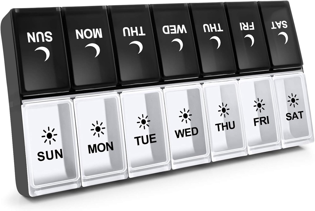 7 Dag Pill Organizer 2 gange om dagen, Stor Ugentlig AM PM Pill Box, Dag Night Medicine Organizer, Pill sag to gange om dagen, Pill Container