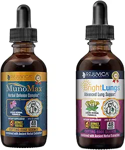 MunoMax & Bright Lungs - Avanceret immunforsvar & Lung Support - Flydende levering til bedre absorption - Elderberry, Lobelia, Echinacea, gurkemeje, & mere!