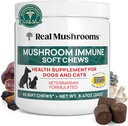 Real Mushroom Immunpet Chews - For daglig fordøjelse & immunsundhed - Svampe til hunde & katte Funktionel Treat - Mushroom supplement til hunde & katte - 1 til 4 tygger til alle racer og størrelser (60 Greve)