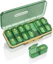 Pill Organizer 2 gange om dagen, 7 dag Am Pm Pill Box - Acedada Ugentlig Pill Organizer med separat Container, Bærbar Daglig Medicin Planner Dispenser sag for Vitamin, Fiskeolier, Kosttilskud, Grøn