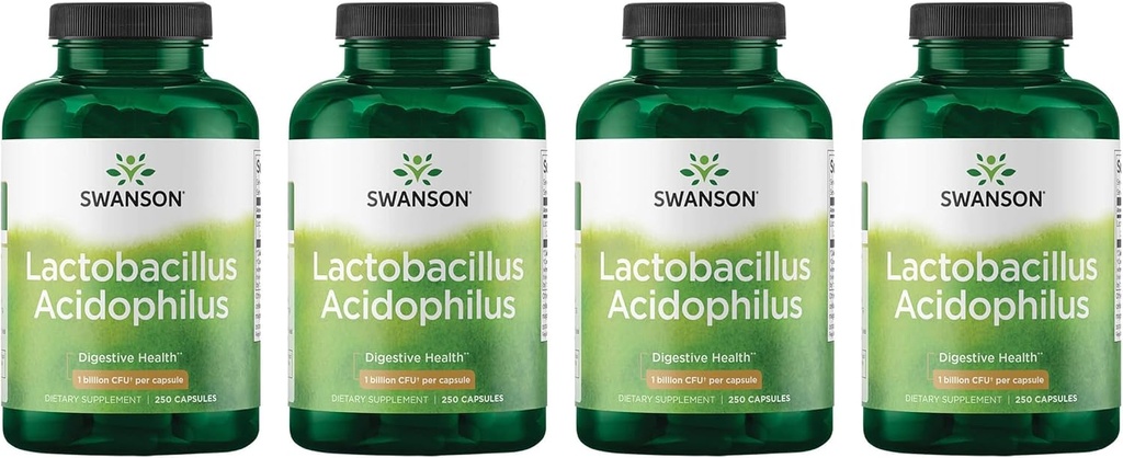 Swanson Lactobacillus Acidophilus - Probiotisk tillæg støtte fordøjelsessygdomme med 1 billion CFU Per Capsule - fremmer tarm- og GI- tract sundhed - (250 kapsler) 4 Pack