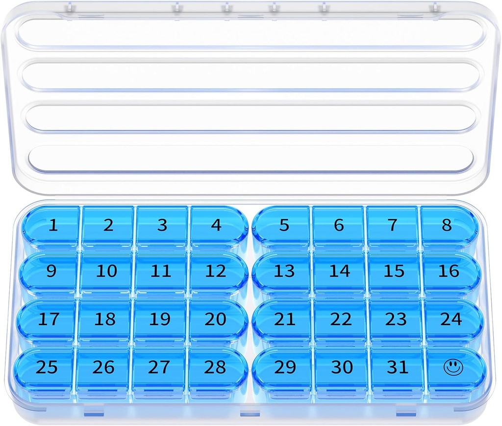 Zoksi Månedlig Pill Organizer 1 gange om dagen, 30 dag Pill Box Organizer, En måned Pill sag for rejser, 31 dag Daglig Medcin Container til vitaminer, tillæg & medicin