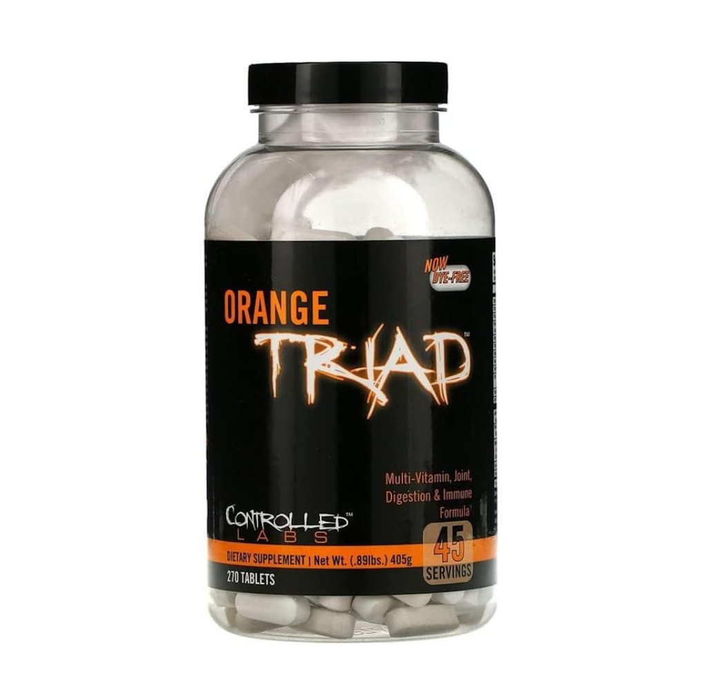 CONTROLLED LABS Orange Triad Daily Multivitamin, Iron Free Sports Supplement til træning, fordøjelse, immunforsvar og Joints, 45 serv - tabletter (270 Tæl (pakke med 1))