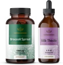 HERBAMAMA Broccoli Sprut og Milk Thistle Kit - Bundle of 1000 mg Broccoli Sprut Kapsler & Milk Thistle Extract 4 fl oz - Vegan, Non- GMO, Sugar & Alcohol- Free - 2 Pack