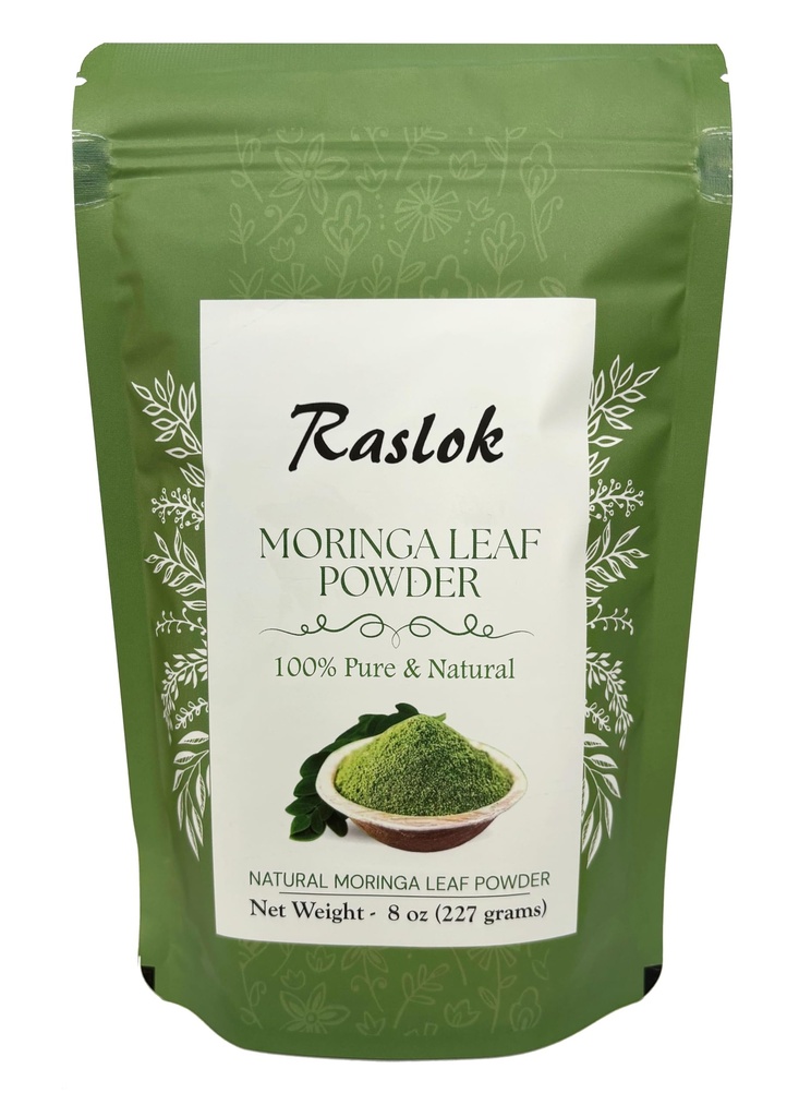 Moringa Powder Dex124; 100% Pure Moringa Leaf NO Stems Dex124; Moringa Olifera Powder (8 Oz)