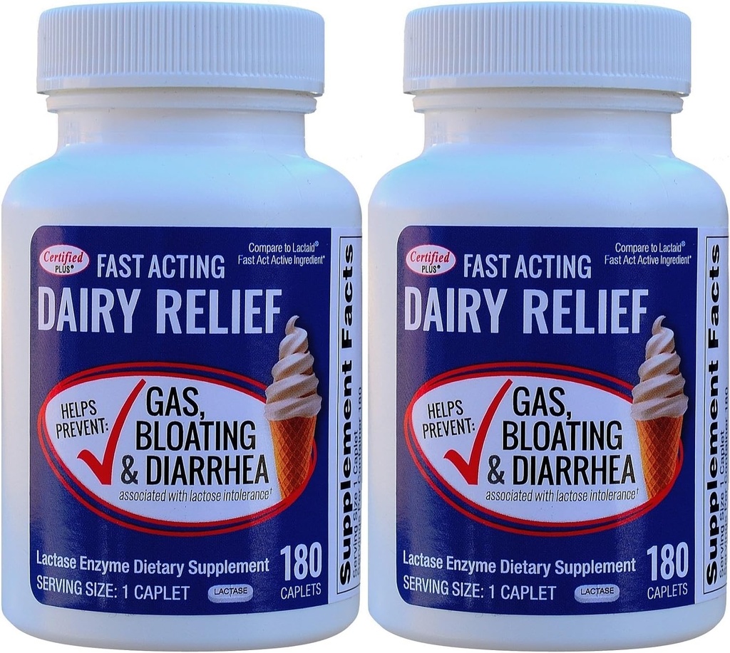 Fast fungerende Lactase 360 Caplets Generisk Lactase Fast Act 9000 FCC Units per Caplet