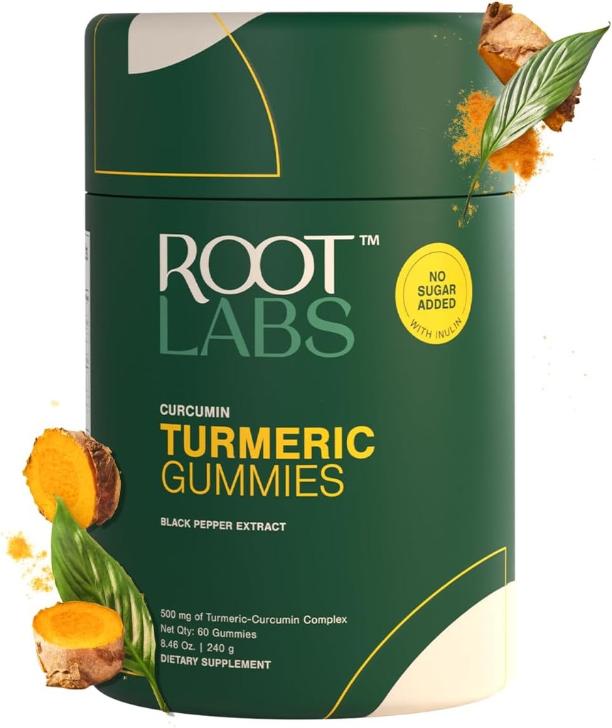 Gurkemeje Gummies I Ingen tilsat sukker I 95% Curcumin & Black Pepper Extract I for voksne & børn I Non- GMO I 100% Natural & Organic I Third Party Testet I 500 mg I 60 Gummy
