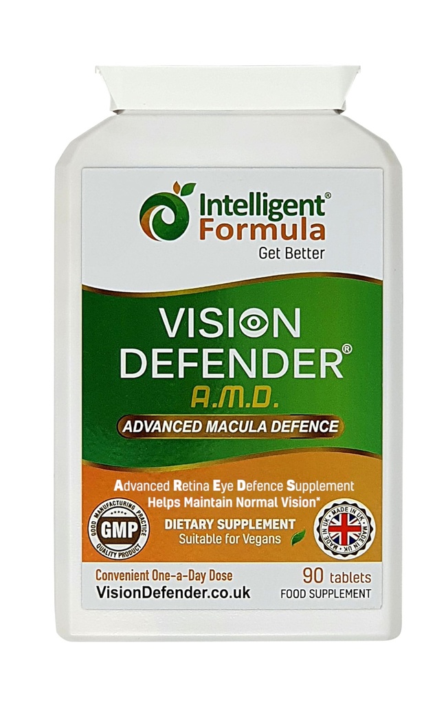 Vision Defender AMD AREDS2 Eye Vitamin - Exact AREDS 2 Formel med Lutein & Zeaxanthin, Vitamin C & E, Zink 25 mg & Copper - En gang daglig Vegansk Eye Health Supplement, 90 tabletter