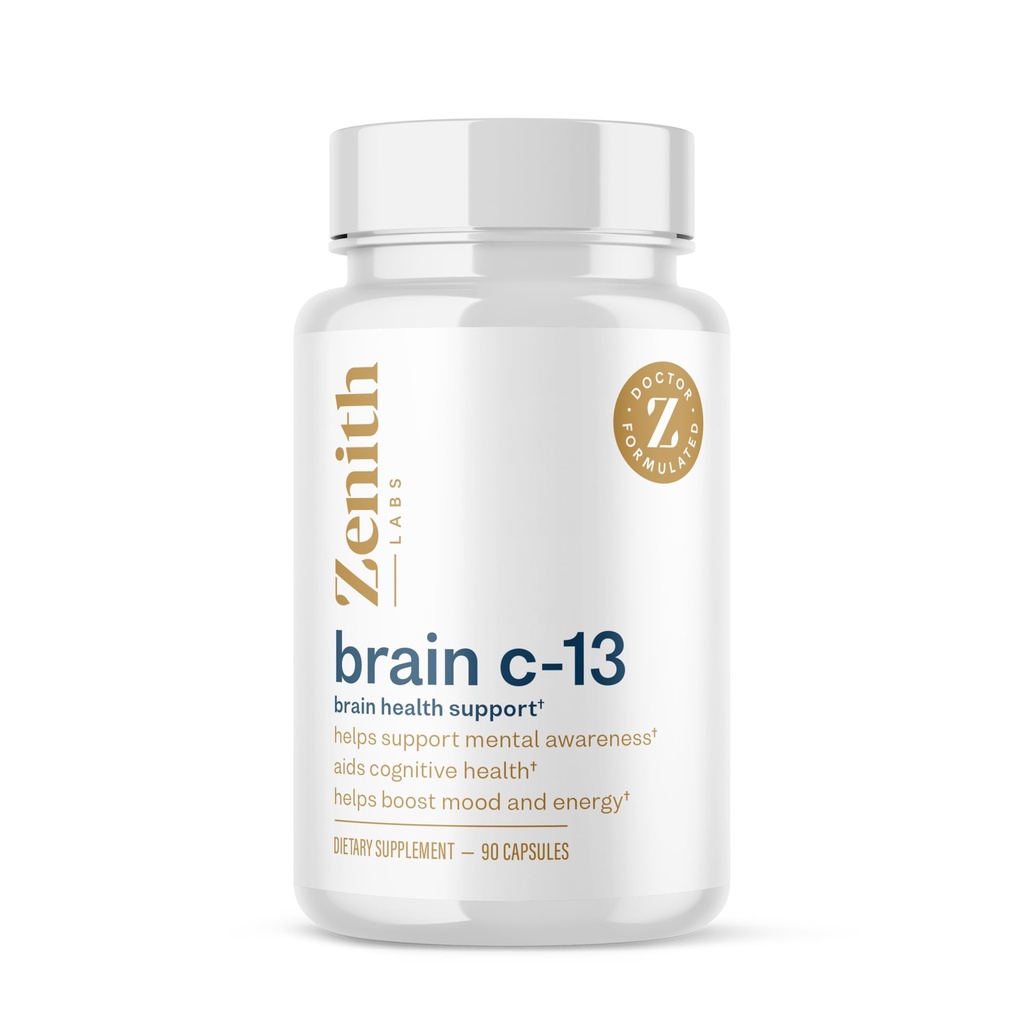 Brain C- 13 Kognitiv Booster Supplement af Zenith Labs - Naturlig Brain Health Support - Understøtter hukommelse, fokus, koncentration - Mental Klarhed for mænd kvinder