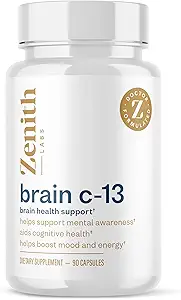 Brain C- 13 Kognitiv Booster Supplement af Zenith Labs - Naturlig Brain Health Support - Understøtter hukommelse, fokus, koncentration - Mental Klarhed for mænd kvinder