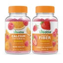 Lifeable Calcium med D-vitamin + Prebiotic Fiber 5g, Gummies Bundle - Great Tasting, Vitamin Supplement, Gluten fri, GMO fri, tyggetabletter
