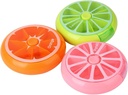 Portable Mini 7 Dag Ugentlig cirkulær form Rotary Cute Fruit Style 3-Segment Pill Organizer Box (blandet farve)