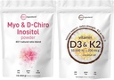 Micro Ingredients Vitamin D3 10,000iu + K2 200mcg Coconut Oil Softgels & Myo & D- Chiro Inositol Powder Bundle 2 Pack Medical 124; Essential Sunshine Vitamin Medical 124; Inositol Supplement for kvinder