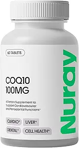 Nuray COQ10 100mg og E-vitamin tyggetabletter - Hurtig opløsning Orange Flavored Energy Kosttilskud - Understøtter hjerte sundhed & leverfunktion - 60 Greve, Vegetar, Gluten Free