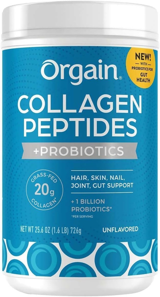 Orgain Collagen + Superfoods med 20 Bedste Grass- Fed Collagen og C-vitamin, Unflavored, 25.6 oz