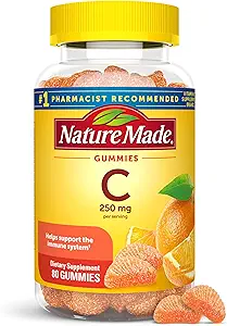 Nature Made C-vitamin 250 mg per portion, Kosttilskud til immunforsvar, 80 gummier, 40 dages forsyning