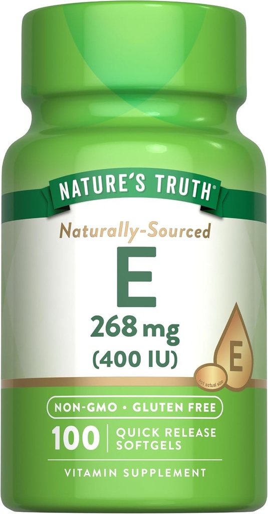 Nature's Truth Vitamin E 400 IU Softgels | 268mg | 100 Count | Non-GMO & Gluten Free Supplement