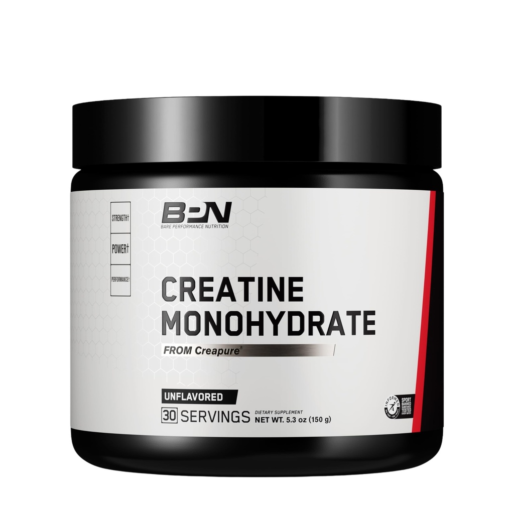 BARE YDEEVNE NETRITION, BPN Pure Creatin monohydrat pulver af Creapure, 5g Creatin per Serving, Understøtter muskelvækst, Unflavored Creatin Powder, 30 Servere