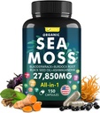 Sea Moss Capsules Complex med Black Seed Oil, Aşhwagandha, Burdock Root, Bladerwrack Ginger Vitaminer Multimineral Supplement - Irske Wild Seamoss Pills Advanced Blend for mænd og kvinder (150 kapsler)