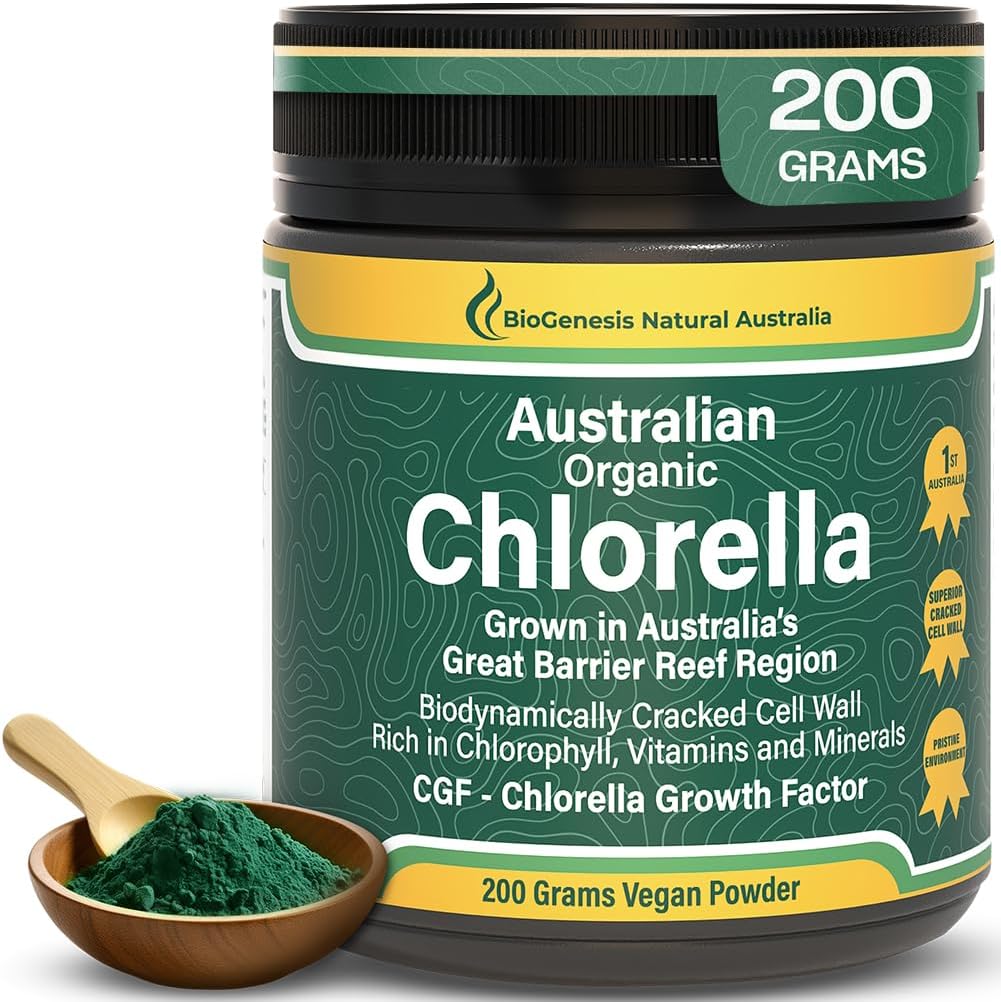 Biogenese Organic Chlorella Powder - 200g Measures 124; Australske Grown Measures 124; BioDynamic Cracked Cell Wall Measures 124; Rich in Chlorophyll, Vitaminer & Minerals Measures 124; Understøtter Energi & Immunity Measurement