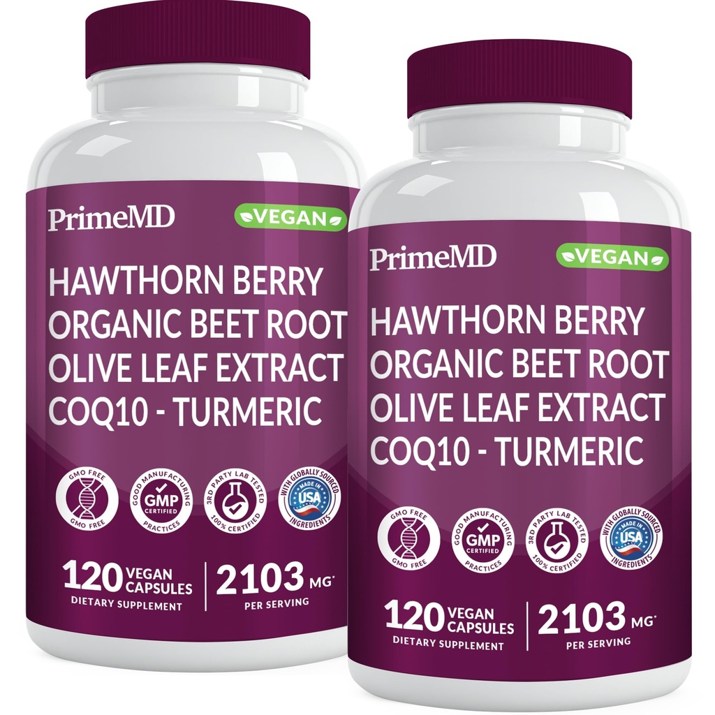 26- in-1 Nitrooxide Supplement - Heart & Circulation Support med CoQ10, Gurkemeje, Organic Beet Root, Hawthorn Berry & Hvidløg - 2103mg per servering (120ct, Pack of 2)