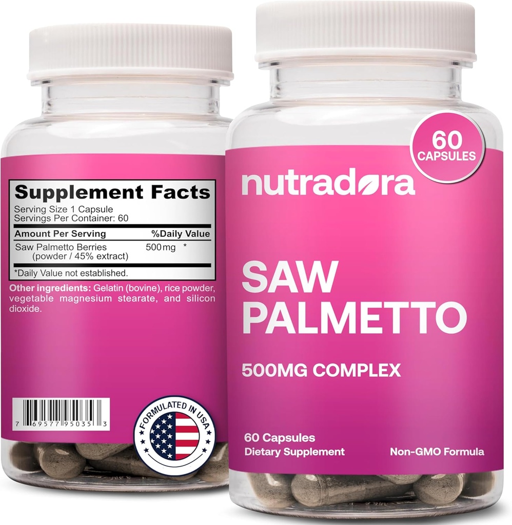 Saw Palmetto for kvinder - Natural DHT Blocker Hårvækst piller Lavet med Organic Saw Palmetto Extract Berries Understøtter Hormonal Balance & Urinary Health Pure Saw Palmetto for kvinder Hårtab